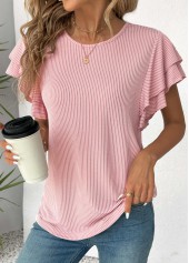 Light Pink Short Sleeve Round Neck T Shirt | thumb picture 
