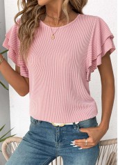 Light Pink Short Sleeve Round Neck T Shirt | thumb picture 