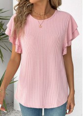 Light Pink Short Sleeve Round Neck T Shirt | thumb picture 