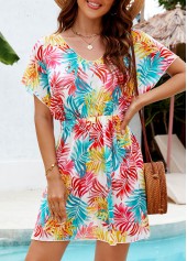 Tropical Plants Print Multi Color Cover Up | thumb picture 