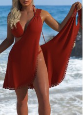 Lace V Neck Coral Cover Up