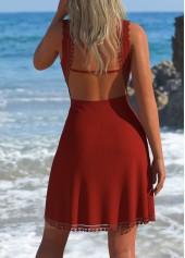 Lace V Neck Coral Cover Up | thumb picture 