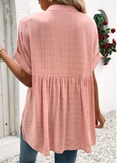 Dusty Pink Short Sleeve Split Neck Blouse | thumb picture 