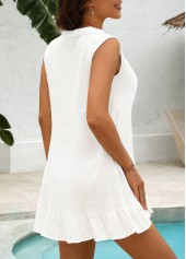 White Sleeveless Ruffle Detail Cover Up
