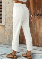 White Elastic Waist High Waisted Pants | thumb picture 