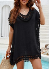 Black Patchwork Hollow Out Cover Up