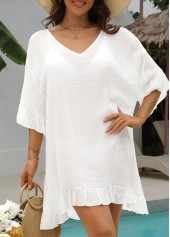 White Ruffle V Neck Cover Up | thumb picture 