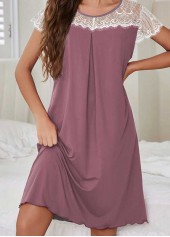 Dusty Purple Short Sleeve Round Neck Nightdress
