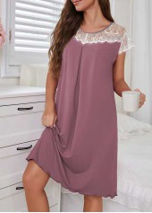 Dusty Purple Short Sleeve Round Neck Nightdress | thumb picture 