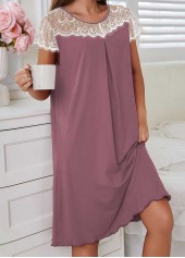 Dusty Purple Short Sleeve Round Neck Nightdress | thumb picture 