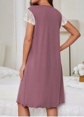 Dusty Purple Short Sleeve Round Neck Nightdress | thumb picture 