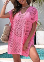 Pink V Neck Split Cover Up | thumb picture 