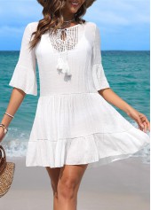 White Patchwork Hollow Out Cover Up | thumb picture 