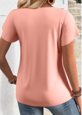 Pink Short Sleeve V Neck Tunic Blouse | thumb picture 