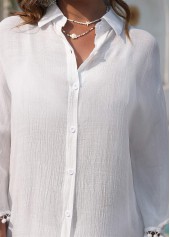 White 3/4 Sleeve Shirt Collar Cover Up | thumb picture 