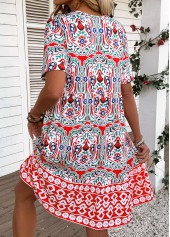 Multi Color Tribal Print A Line Short Sleeve Dress | thumb picture 