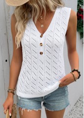 White Sleeveless V Neck Tank Top | thumb picture 