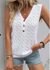 White Sleeveless V Neck Tank Top | thumb picture 