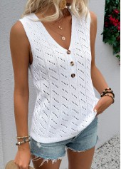 White Sleeveless V Neck Tank Top | thumb picture 