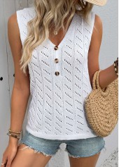White Sleeveless V Neck Tank Top | thumb picture 