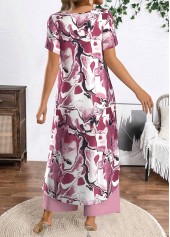 Dusty Purple Two Piece Floral Print Half Sleeve Top | thumb picture 