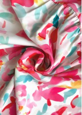 Hot Pink Floral Print Short Sleeve Round Neck Blouse | thumb picture 