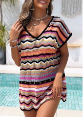 Striped Hollow Out Multi Color Cover Up | thumb picture 