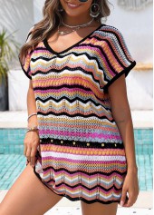 Striped Hollow Out Multi Color Cover Up | thumb picture 