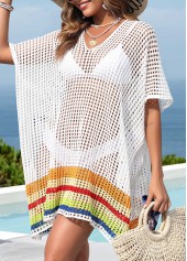 Striped Short Sleeve White Cover Up | thumb picture 