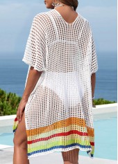 Striped Short Sleeve White Cover Up | thumb picture 