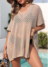 Light Coffee Half Sleeve Split Cover Up