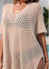 Light Coffee Half Sleeve Split Cover Up | thumb picture 