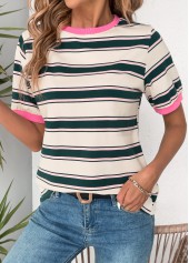 Multi Color Short Sleeve Round Neck T Shirt | thumb picture 
