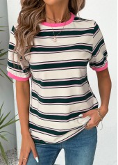 Multi Color Short Sleeve Round Neck T Shirt | thumb picture 