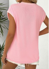 Pink Short Sleeve V Neck T Shirt | thumb picture 