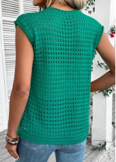 Green Sleeveless V Neck Tunic Cardigan