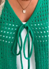Green Sleeveless V Neck Tunic Cardigan