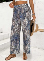 Multi Color Tribal Print Straight Leg Elastic Waist Pants | thumb picture 