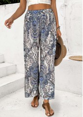 Multi Color Tribal Print Straight Leg Elastic Waist Pants | thumb picture 