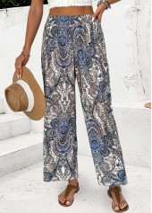 Multi Color Tribal Print Straight Leg Elastic Waist Pants | thumb picture 