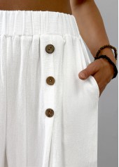 White Straight Leg Elastic Waist High Waisted Pants | thumb picture 