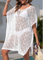 White Short Sleeve Hollow Out Cover Up | thumb picture 