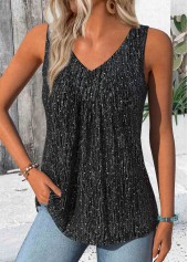 Black Sleeveless V Neck Tank Top