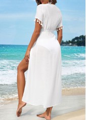 White Twist Tassel Short Sleeve Cover Up | thumb picture 