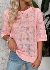 Light Pink Half Sleeve Round Neck T Shirt