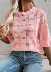 Light Pink Half Sleeve Round Neck T Shirt | thumb picture 