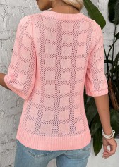 Light Pink Half Sleeve Round Neck T Shirt | thumb picture 