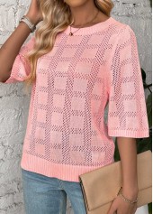 Light Pink Half Sleeve Round Neck T Shirt | thumb picture 