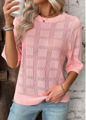 Light Pink Half Sleeve Round Neck T Shirt | thumb picture 