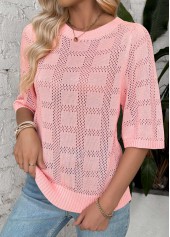 Light Pink Half Sleeve Round Neck T Shirt | thumb picture 